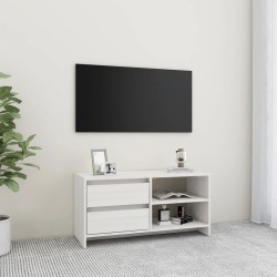 vidaXL Mueble para TV de madera maciza de pino blanco 80x31x39 cm