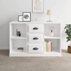 vidaXL Aparador madera contrachapada blanco brillo 104,5x35,5x67,5 cm