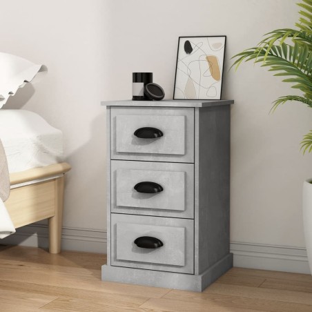 vidaXL Mesita de noche madera contrachapada gris hormigón 39x39x67 cm