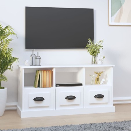 vidaXL Mueble de TV madera contrachapada blanco 100x35x50 cm