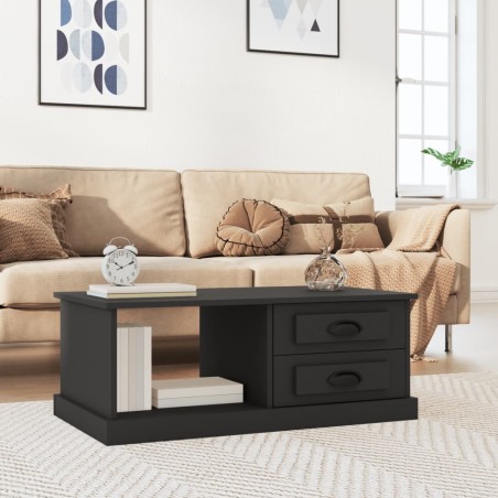 vidaXL Mesa de centro madera contrachapada negro 90x50x35 cm