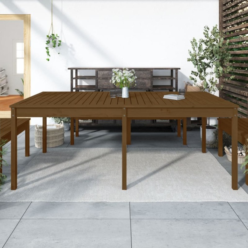 vidaXL Mesa de jardín madera maciza pino marrón miel 203,5x100x76 cm vidaXL Mesa de jardín madera maciza pino marrón miel 203,5x100x76 cm