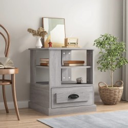 vidaXL Mesa auxiliar madera contrachapada gris Sonoma 50x50x60 cm