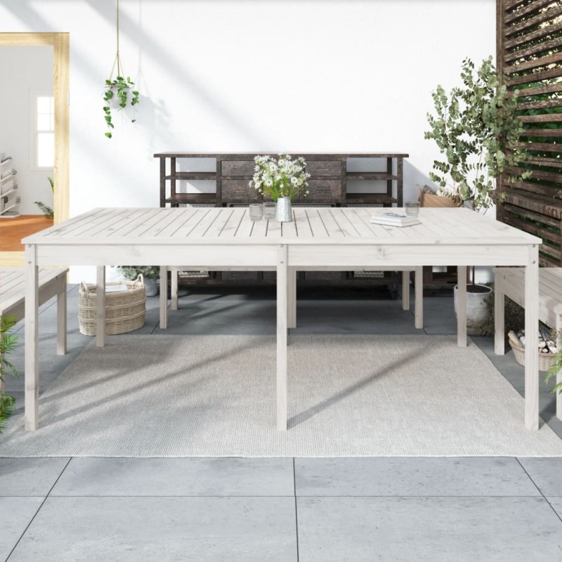 vidaXL Mesa de jardín madera maciza de pino blanco 203,5x100x76 cm vidaXL Mesa de jardín madera maciza de pino blanco 203,5x100x76 cm