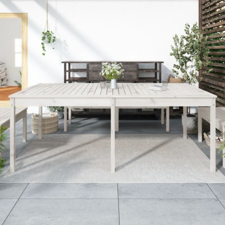 vidaXL Mesa de jardín madera maciza de pino blanco 203,5x100x76 cm