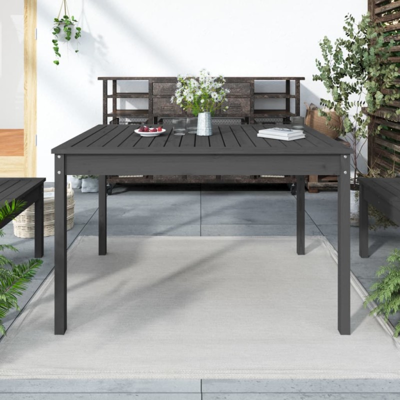 vidaXL Mesa de jardín madera maciza pino gris 121x82,5x76 cm vidaXL Mesa de jardín madera maciza pino gris 121x82,5x76 cm