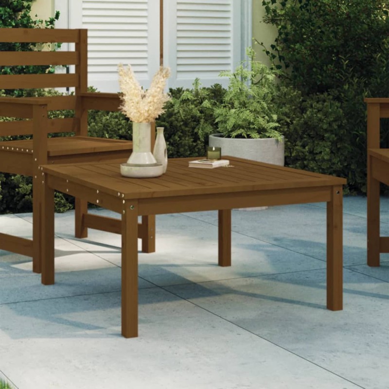 vidaXL Mesa de jardín madera maciza pino marrón miel 82,5x82,5x45 cm vidaXL Mesa de jardín madera maciza pino marrón miel 82,5x82,5x45 cm