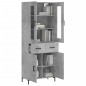vidaXL Aparador alto madera contrachapada gris hormigón 69,5x34x180 cm vidaXL Aparador alto madera contrachapada gris hormigón 69,5x34x180 cm
