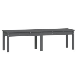 vidaXL Banco jardín de 2 plazas madera maciza pino gris 159,5x44x45 cm