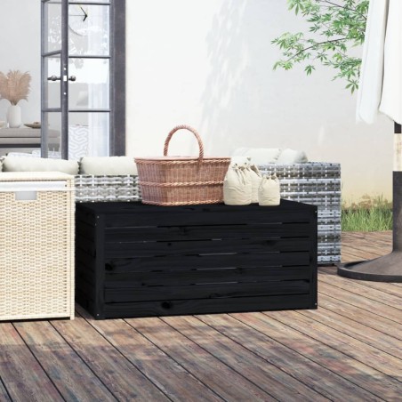 vidaXL Baúl de jardín madera maciza de pino negro 101x50,5x46,5 cm
