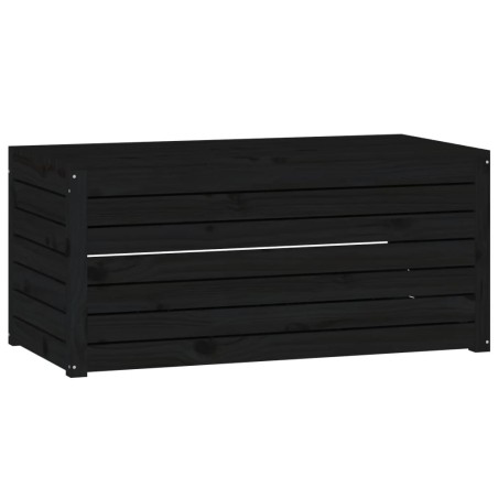 vidaXL Baúl de jardín madera maciza de pino negro 101x50,5x46,5 cm