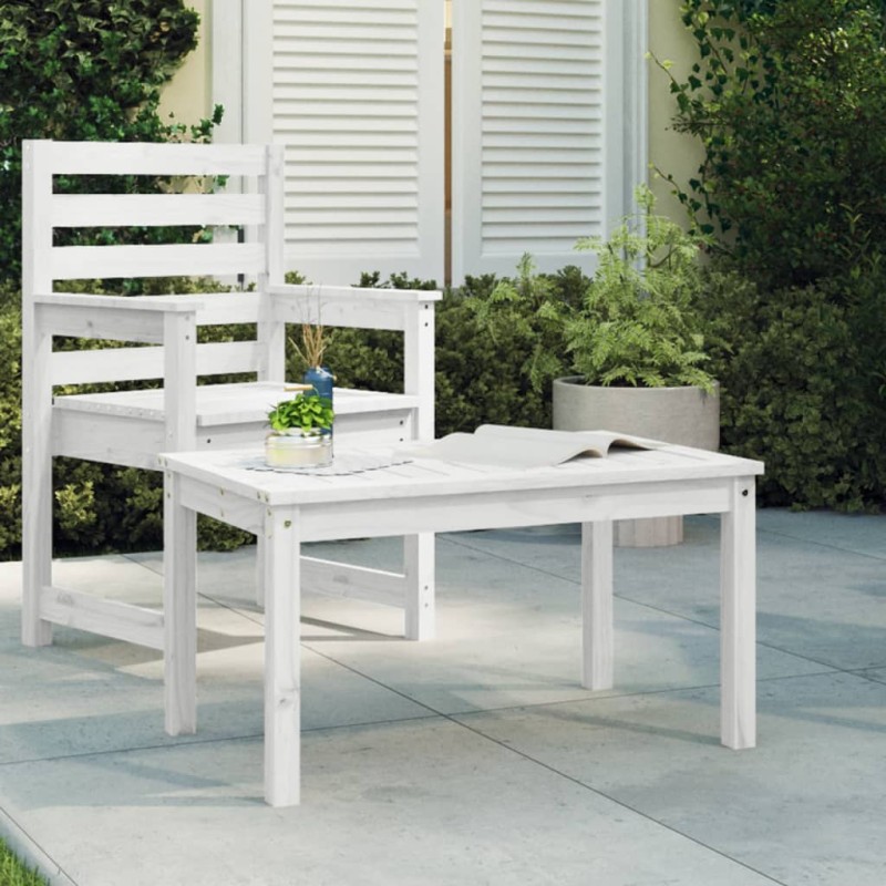 vidaXL Mesa de jardín madera maciza de pino blanco 82,5x50,5x45 cm vidaXL Mesa de jardín madera maciza de pino blanco 82,5x50,5x45 cm