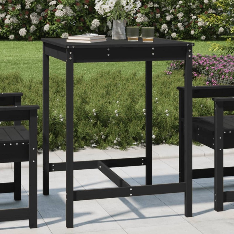 vidaXL Mesa de jardín madera maciza pino negro 82,5x82,5x110 cm vidaXL Mesa de jardín madera maciza pino negro 82,5x82,5x110 cm