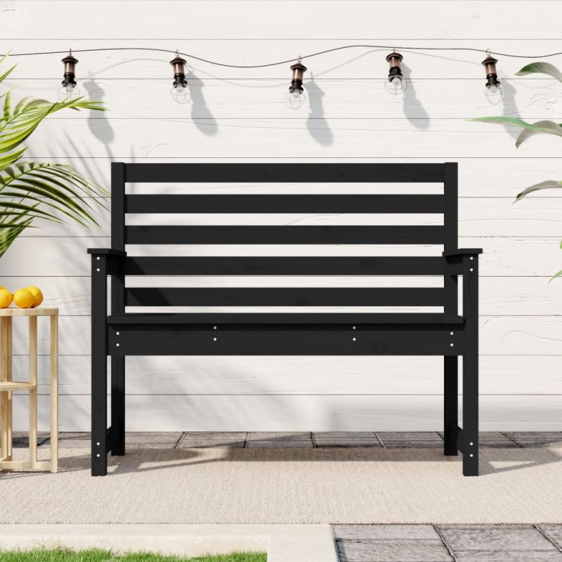 vidaXL Banco de jardín madera maciza pino negro 109x48x91,5 cm vidaXL Banco de jardín madera maciza pino negro 109x48x91,5 cm