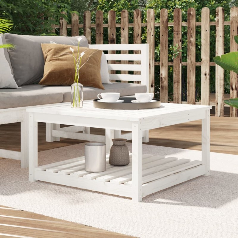 vidaXL Mesa de jardín madera maciza pino blanco 82,5x82,5x45 cm vidaXL Mesa de jardín madera maciza pino blanco 82,5x82,5x45 cm