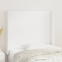 vidaXL Cabecero con orejas de cuero sintético blanco 103x16x118/128 cm