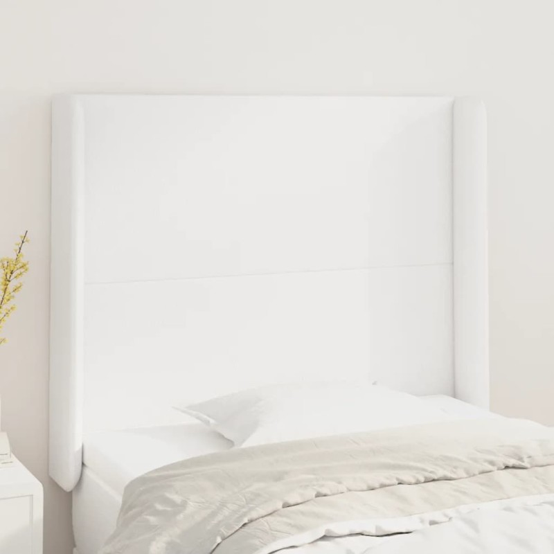vidaXL Cabecero con orejas de cuero sintético blanco 103x16x118/128 cm vidaXL Cabecero con orejas de cuero sintético blanco 103x16x118/128 cm
