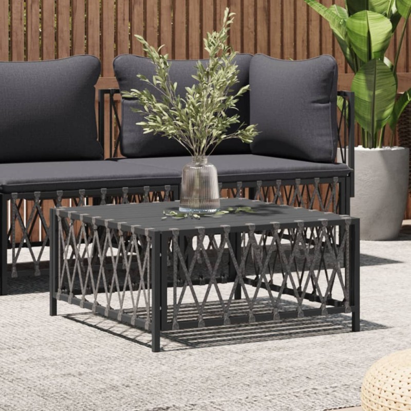 vidaXL Mesa de jardín tela tejida gris antracita 70x70x34 cm