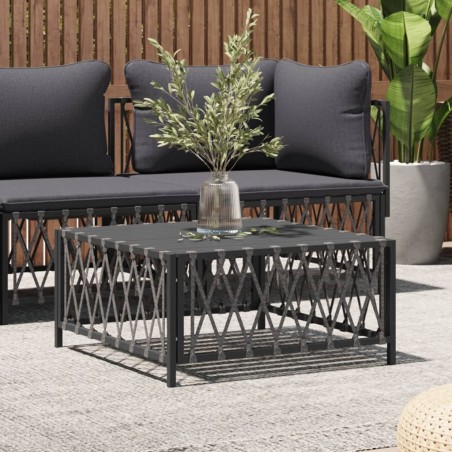 vidaXL Mesa de jardín tela tejida gris antracita 70x70x34 cm
