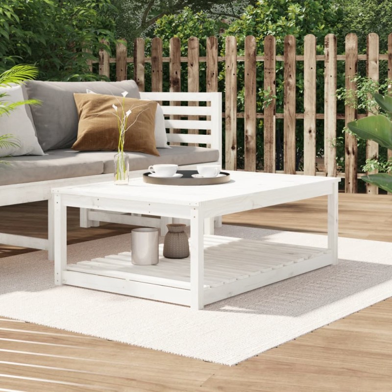 vidaXL Mesa de jardín madera maciza pino blanco 121x82,5x45 cm vidaXL Mesa de jardín madera maciza pino blanco 121x82,5x45 cm