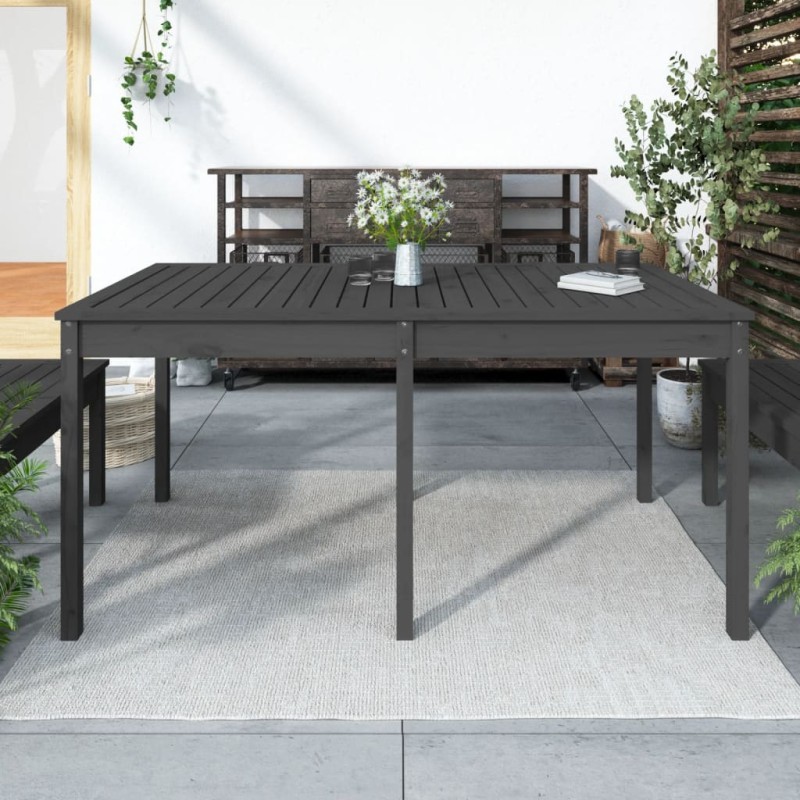 vidaXL Mesa de jardín madera maciza pino gris 159,5x82,5x76 cm vidaXL Mesa de jardín madera maciza pino gris 159,5x82,5x76 cm