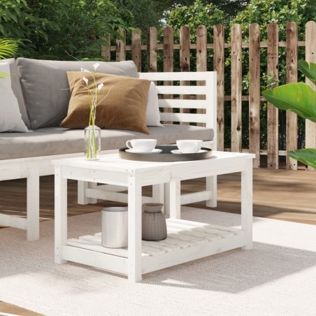 vidaXL Mesa de jardín madera maciza de pino blanco 82,5x50,5x45 cm
