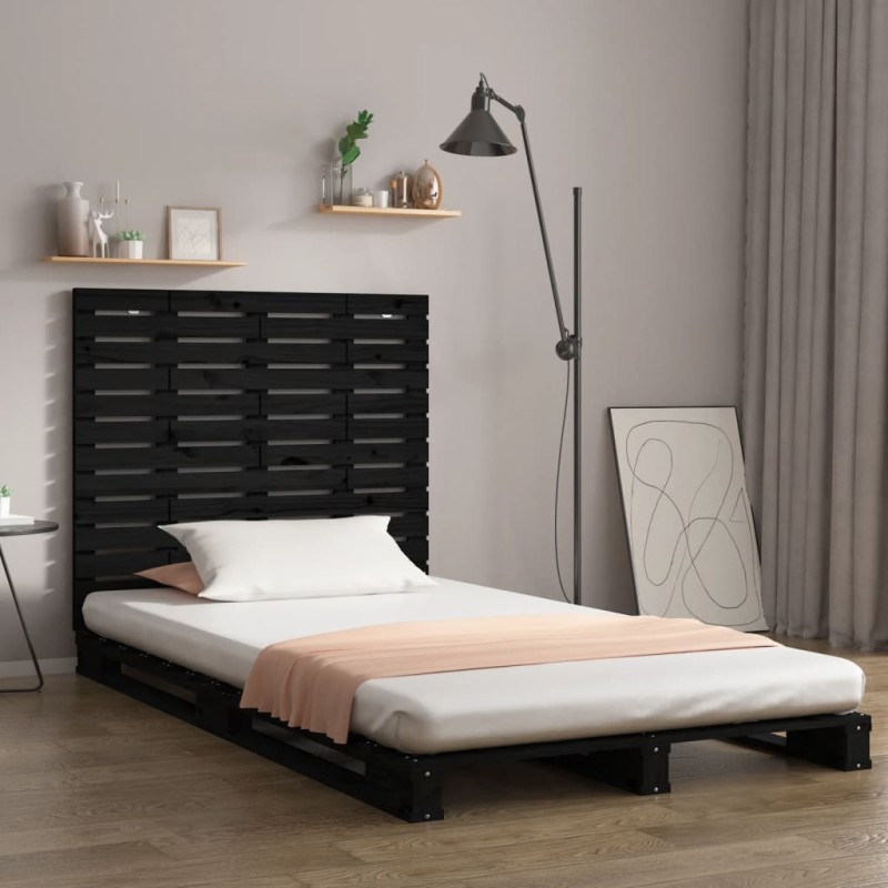 vidaXL Cabecero de cama de pared madera maciza pino negro 106x3x91,5cm vidaXL Cabecero de cama de pared madera maciza pino negro 106x3x91,5cm
