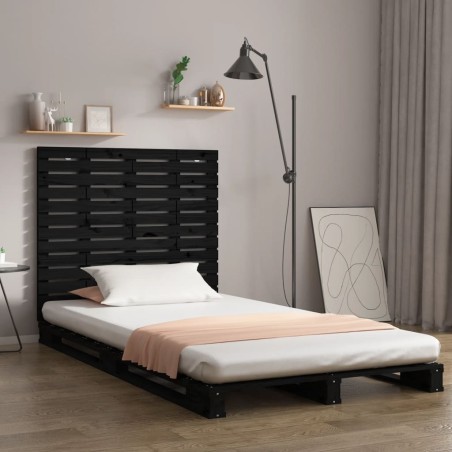 vidaXL Cabecero de cama de pared madera maciza pino negro 106x3x91,5cm