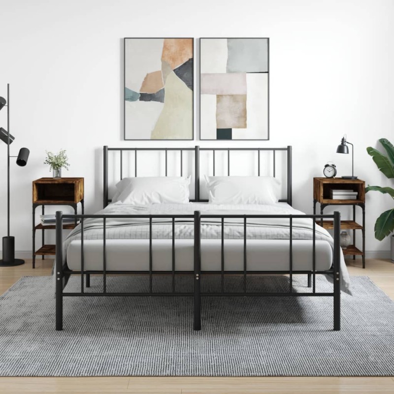 vidaXL Mesita noche 2 uds madera ingeniería roble ahumado 35x34,5x70cm