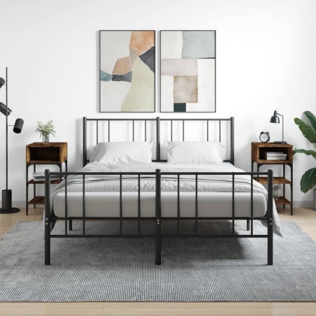 vidaXL Mesita noche 2 uds madera ingeniería roble ahumado 35x34,5x70cm