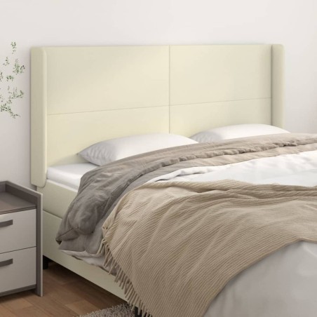 vidaXL Cabecero con orejas cuero sintético crema 163x16x118/128cm
