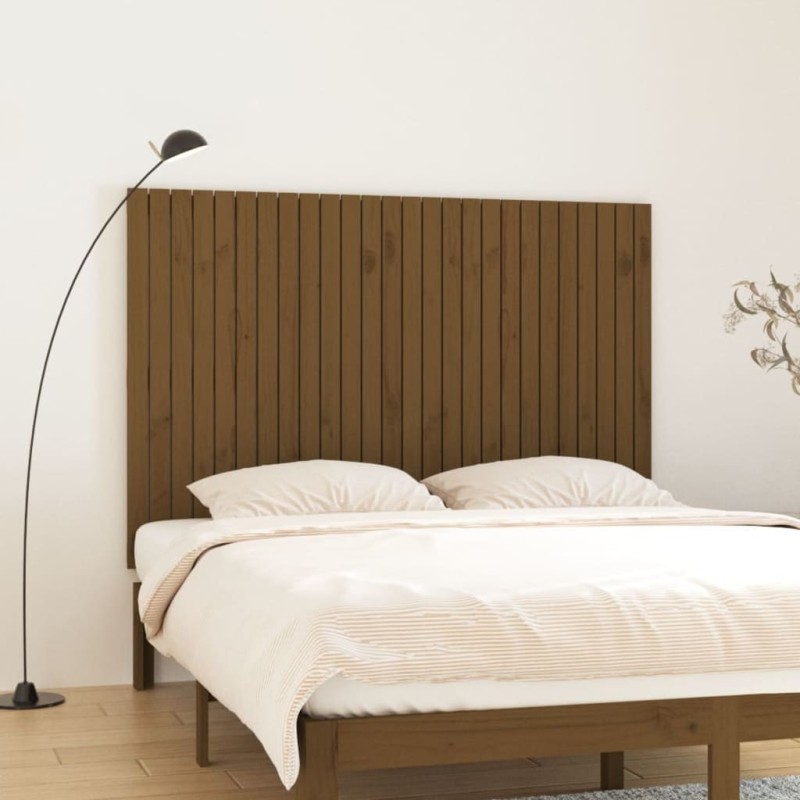vidaXL Cabecero cama pared madera maciza pino marrón miel 166x3x110 cm vidaXL Cabecero cama pared madera maciza pino marrón miel 166x3x110 cm