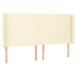 vidaXL Cabecero con orejas cuero sintético crema 163x16x118/128cm