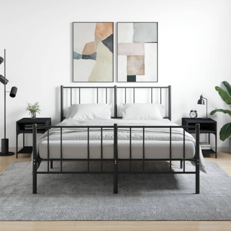 vidaXL Mesitas de noche 2 uds madera de ingeniería negro 40x41x50 cm