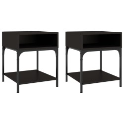 vidaXL Mesitas de noche 2 uds madera de ingeniería negro 40x41x50 cm