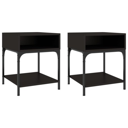 vidaXL Mesitas de noche 2 uds madera de ingeniería negro 40x41x50 cm