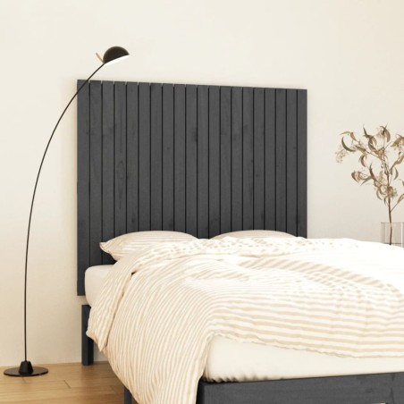 vidaXL Cabecero de cama de pared madera maciza pino gris 127,5x3x110cm