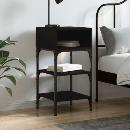 vidaXL Mesita de noche madera de ingeniería negro 35x34,5x70 cm