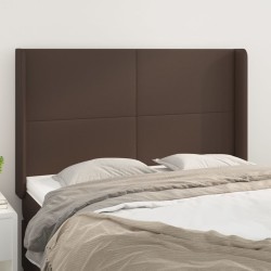 vidaXL Cabecero con orejas de cuero sintético marrón 147x16x118/128 cm