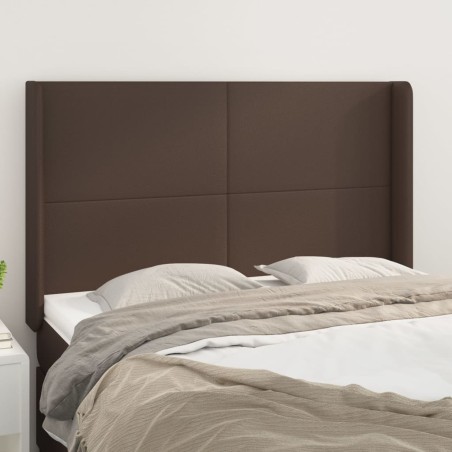 vidaXL Cabecero con orejas de cuero sintético marrón 147x16x118/128 cm