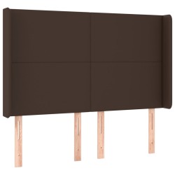 vidaXL Cabecero con orejas de cuero sintético marrón 147x16x118/128 cm