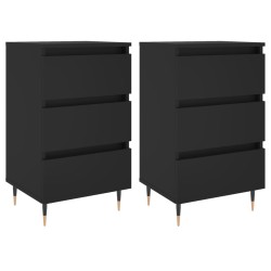 vidaXL Mesitas de noche 2 uds madera de ingeniería negro 40x35x69 cm