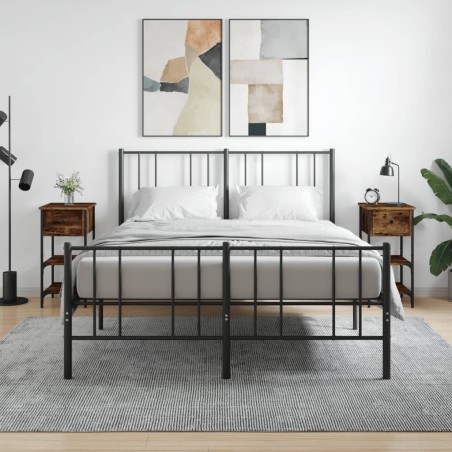 vidaXL Mesitas noche 2 uds madera ingeniería roble ahumado 34x36x70 cm