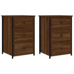 vidaXL Mesitas noche 2 uds madera ingeniería marrón roble 40x36x60 cm