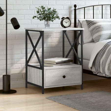 vidaXL Mesita de noche madera de ingeniería gris Sonoma 50x41x65 cm