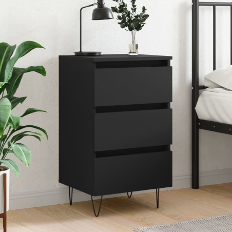 vidaXL Mesita de noche madera de ingeniería negro 40x35x69 cm
