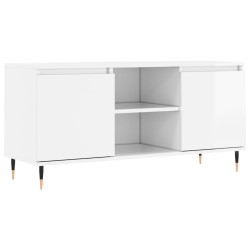 vidaXL Mueble de TV madera de ingeniería blanco brillo 104x35x50 cm