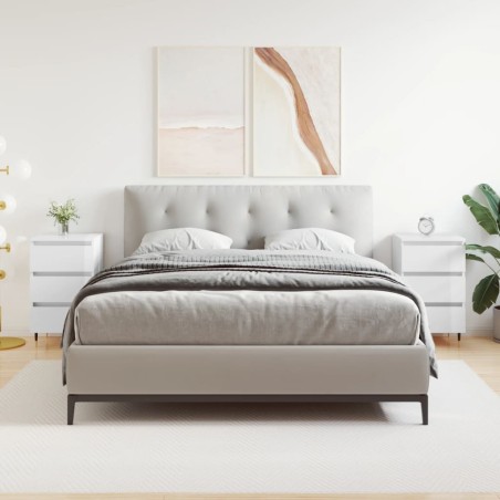 vidaXL Mesitas noche 2 uds madera ingeniería blanco brillo 40x35x69 cm