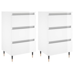 vidaXL Mesitas noche 2 uds madera ingeniería blanco brillo 40x35x69 cm