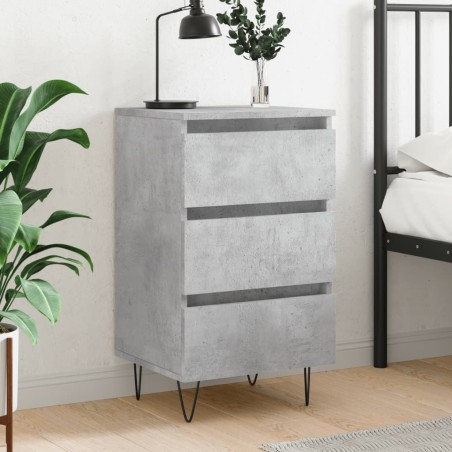 vidaXL Mesita de noche madera de ingeniería gris hormigón 40x35x69 cm